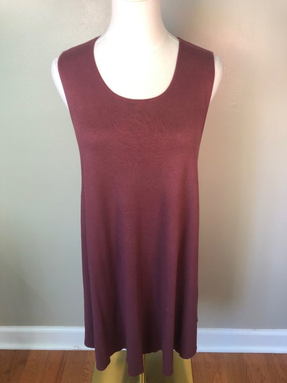 Brandy Melville Sleeveless Burgundy Cotton Blend Swing Dress Made In Italy Sz M